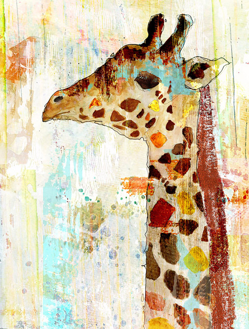 Giraffe Duo Small Note Card — John Baran Animal Art