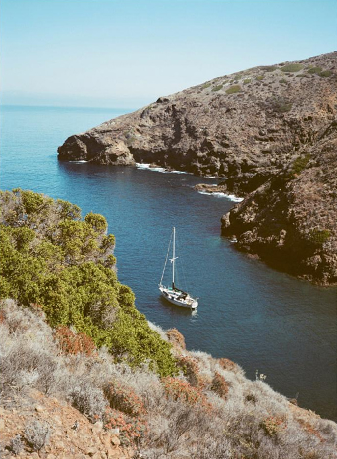 photo ©trevor gordon - catalina 36 sailboat. taken on the front side of santa cruz island. taken with a fuji 645 on 120 film.