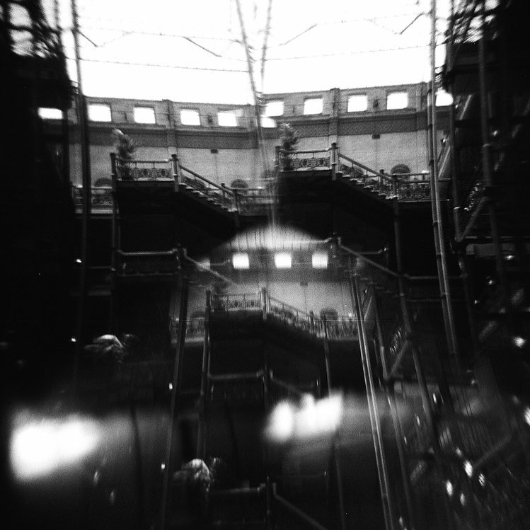 I love Holga film cameras. They help take the “technology” out of photography by not having to worry about your settings too much. They are also a great introduction to 120 size format.I used a prism filter and #hp5 #film to unexpectedly capture this ghost at the Bradbury Building downtown Los Angeles #dtla . This photograph is currently in Freestyle’s Employee show at our store in #hollywood #photographyourlove #colorservices #filminmyblood #holga #shootsomefilmdangit #abstractarchitecture @kloimages